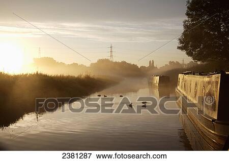Misty autumn morning on Staffs and Worcs canal; Swindon, Wiltshire, England View Large Photo Image Stock Photo - Misty autumn morning on Staffs and Worcs canal; Swindon, Wiltshire, England. Fotosearch