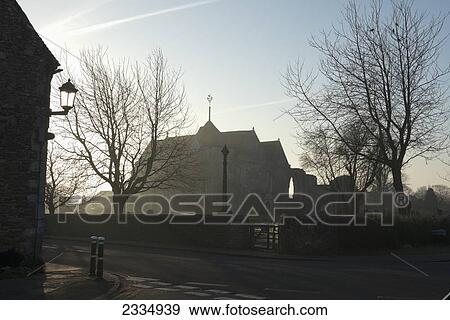 Stock Photo - Misty Winter's Morning At Church Of St Thomas The Martyr; Winchelsea, East Sussex, England, Uk. Fotosearch