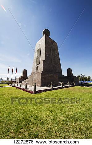 Stock Photograph - Mitad del Mundo (Middle of the World) Monument near the Equator, Pichincha, Ecuador. Fotosearch