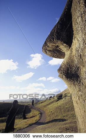Moai At Rano Raraku Quarry View Large Photo Image Stock Photograph - Moai At Rano Raraku Quarry. Fotosearch