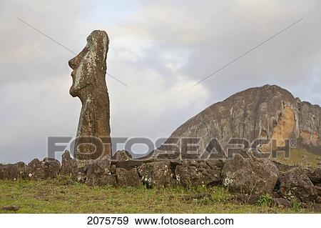 Stock Photo - Moai By Ahu Tongariki, Rapa Nui (Easter Island), Chile. Fotosearch