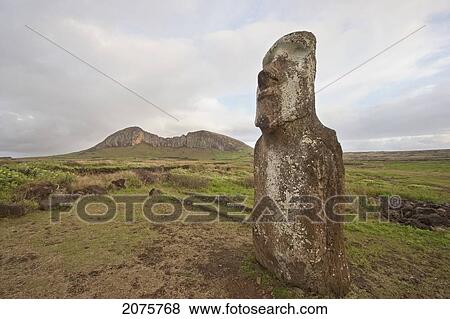 Stock Photo - Moai By Ahu Tongariki, Rapa Nui (Easter Island), Chile. Fotosearch