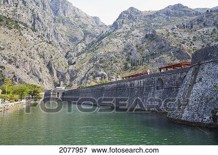 Stock Photo - Moat And Lower Part Of The City Wall, Kotor, Monte. Fotosearch