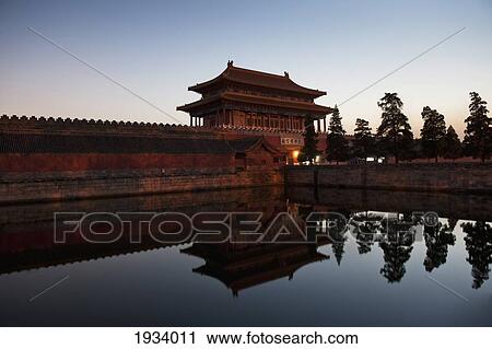 Stock Image - Moat At Gate Of Divine Might In Forbidden City; Beijing, China. Fotosearch