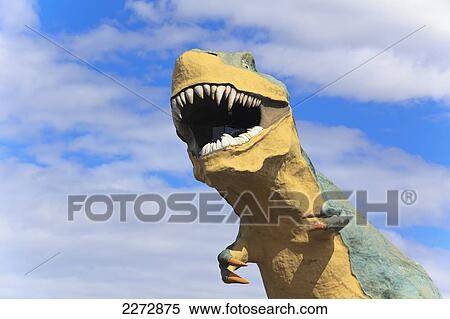 Stock Photography - Model of world's largest dinosaur tyrannosaurus rex; drumheller alberta canada. Fotosearch