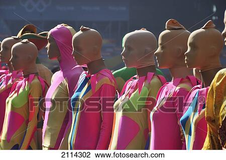 Models In A Row Wearing Bright Colourful Clothing; Beijing China View Large Photo Image Stock Image - Models In A Row Wearing Bright Colourful Clothing; Beijing China. Fotosearch