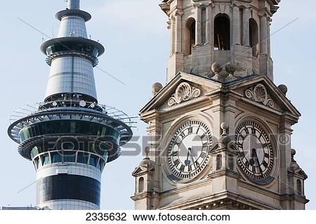 Modern And Old Tower; New Zealand View Large Photo Image Stock Image - Modern And Old Tower; New Zealand. Fotosearch