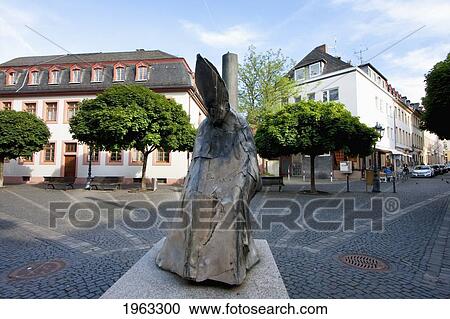 Stock Image - Modern Bishop Statue, Mainz, Germany. Fotosearch