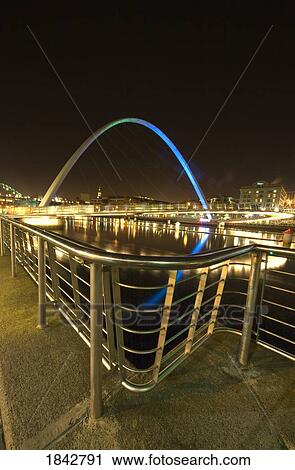 Modern Bridge At Night; Gateshead, Northumberland, England View Large Photo Image Stock Image - Modern Bridge At Night; Gateshead, Northumberland, England. Fotosearch