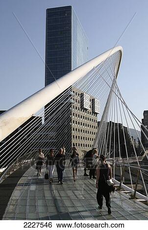 Modern bridge spanning the Rio Nervion in Bilbao, Basque Region, Northern Spain, Europe, EU View Large Photo Image Stock Photograph - Modern bridge spanning the Rio Nervion in Bilbao, Basque Region, Northern Spain, Europe, EU. Fotosearch
