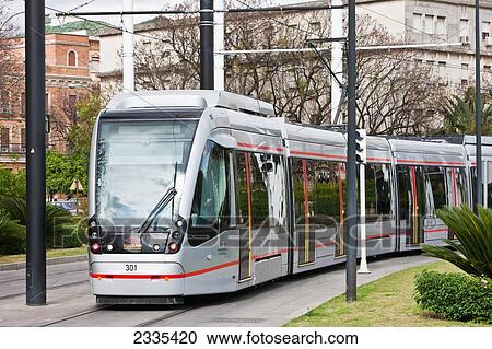 Stock Image - Modern Cable Car; Seville, Andalucia, Spain, Europe. Fotosearch