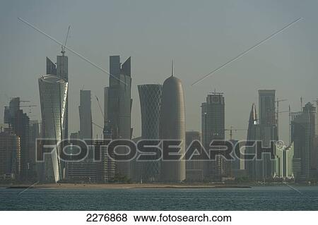 Modern skyline of Doha; Doha, Qatar View Large Photo Image Stock Photo - Modern skyline of Doha; Doha, Qatar. Fotosearch