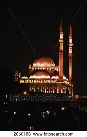 Mohammed Ali Mosque In The Citadel Of Cairo At Night, Al Qahirah, Egypt View Large Photo Image Stock Image - Mohammed Ali Mosque In The Citadel Of Cairo At Night, Al Qahirah, Egypt. Fotosearch