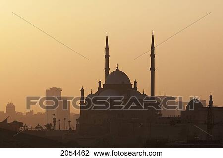 Stock Image - Mohammed Ali Mosque In The Citadel Of Cairo At Sunset, Al Qahirah, Egypt. Fotosearch