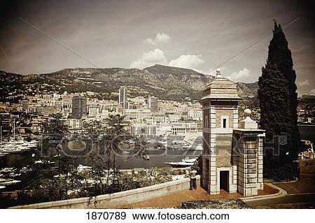 Stock Photo - Monaco; A View Of The City And The Harbor. Fotosearch
