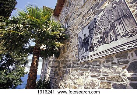 Monastery, Mount Athos á View Large Photo Image Stock Image - Monastery, Mount Athos á. Fotosearch