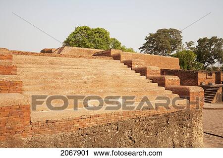 Stock Image - Monastery Site No. 1, Nalanda Mahavihara, Bihar, India. Fotosearch