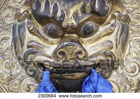 Picture - Mongolia, Erdene Zuu Monastery; Kharkhorin, Door Knocker. Fotosearch