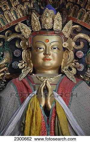 Stock Image - Mongolia, Erdene Zuu Monastery; Kharkhorin, Buddhist Statue. Fotosearch