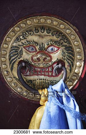 Stock Image - Mongolia, Erdene Zuu Monastery; Kharkhorin, Door Knocker. Fotosearch