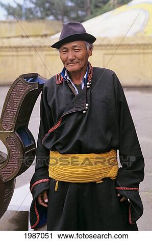 Mongolia, Local senior man wearing traditional clothing; Ulaanbaatar View Large Photo Image Stock Image - Mongolia, Local senior man wearing traditional clothing; Ulaanbaatar. Fotosearch