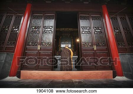 Monk At Linggu Temple, Nanjing, China View Large Photo Image Stock Photo - Monk At Linggu Temple, Nanjing, China. Fotosearch