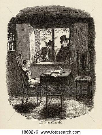 Stock Photograph - Monks And The Jew. From The Book The Adventures Of Oliver Twist By Charles Dickens, With Illustrations By G. Cruikshank. Published By Chapman And Hall, London 1901.. Fotosearch