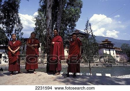 Picture - Monks At Monastery Punakha Bhutan. Fotosearch