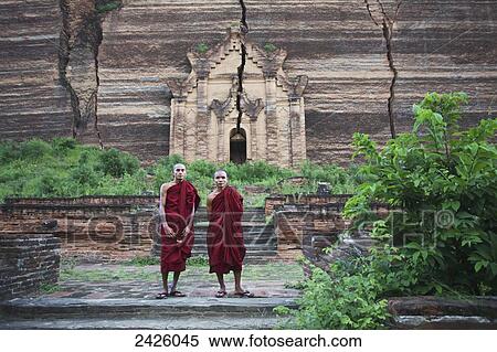 Monks at the unfinished paya; Mingun, Myanmar View Large Photo Image Stock Photography - Monks at the unfinished paya; Mingun, Myanmar. Fotosearch