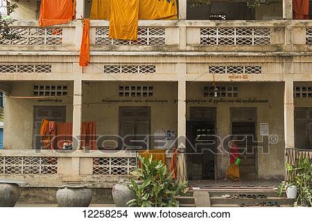 Monk's dormitory in Wat Kandal; Battambang, Cambodia View Large Photo Image Picture - Monk's dormitory in Wat Kandal; Battambang, Cambodia. Fotosearch
