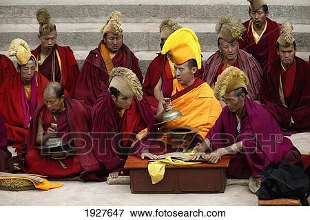 Monks Praying In The Courtyard View Large Photo Image Stock Photo - Monks Praying In The Courtyard. Fotosearch