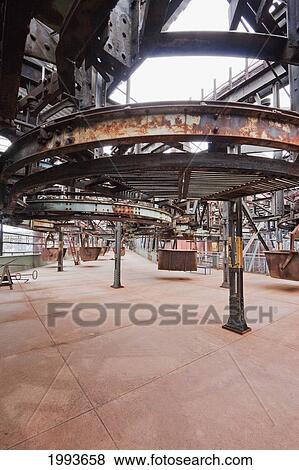 Stock Photo - Monorail cars on the top platform of Volklinger Hutte (Volklingen Ironworks), Volklingen, Germany. Fotosearch