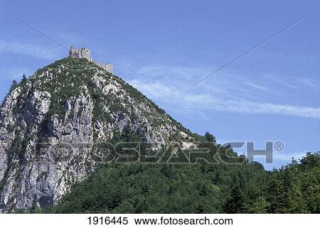 Stock Photography - Monsegur, Cathar Castle. Fotosearch