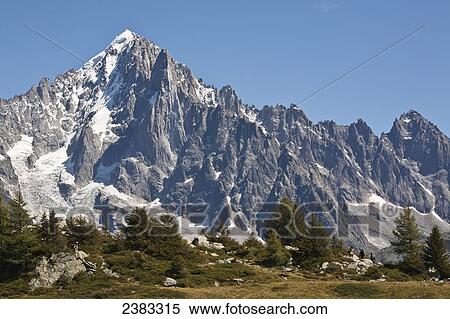 Stock Photography - Mont Blanc mountain and the Chamonix-Mont Blanc valley; France. Fotosearch