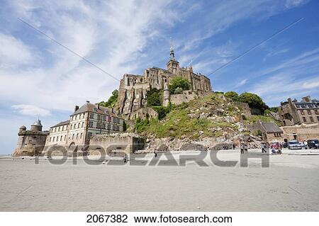 Stock Image - Mont-Saint-Michel And Mudflats In The Bay, As Seen From The South, France. Fotosearch