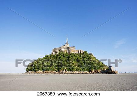 Stock Photo - Mont-Saint-Michel And Mudflats In The Bay, As Seen From The West, France. Fotosearch