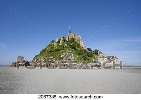 Stock Photography - Mont-Saint-Michel And Mudflats In The Bay, As Seen From The Southwest, France. Fotosearch