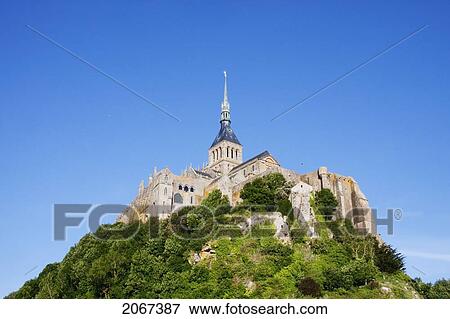 Mont-Saint-Michel, As Seen From The West, France View Large Photo Image Stock Photo - Mont-Saint-Michel, As Seen From The West, France. Fotosearch