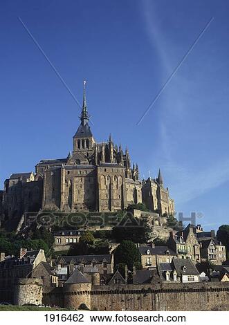 Stock Image - Mont St. Michel, The Village. Fotosearch