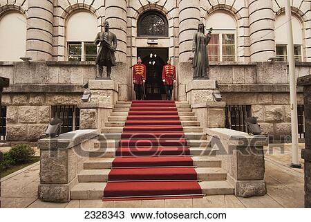 Monte, Entrance to building with two guards; Cetinje View Large Photo Image Stock Image - Monte, Entrance to building with two guards; Cetinje. Fotosearch