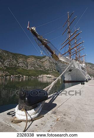 Monte, Sailing boat anchored in harbor; Kotor View Large Photo Image Stock Photo - Monte, Sailing boat anchored in harbor; Kotor. Fotosearch