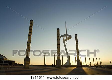Montjuic Telecommunications Tower In Olympic Site, Barcelona, Spain View Large Photo Image Stock Image - Montjuic Telecommunications Tower In Olympic Site, Barcelona, Spain. Fotosearch
