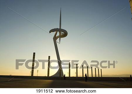 Stock Image - Montjuic Telecommunications Tower In Olympic Site, Barcelona, Spain. Fotosearch