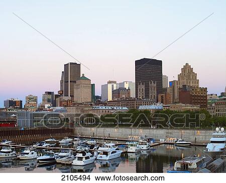 Montreal Skyline Early In The Morning; Montreal Quebec Canada View Large Photo Image Picture - Montreal Skyline Early In The Morning; Montreal Quebec Canada. Fotosearch