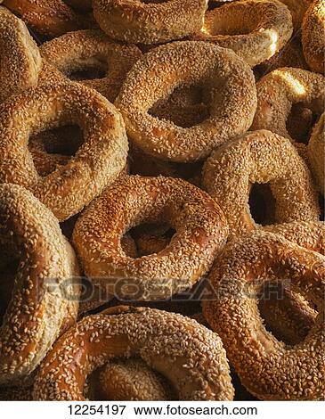 Stock Photo - Montreal style bagels; Magog, Quebec, Canada. Fotosearch