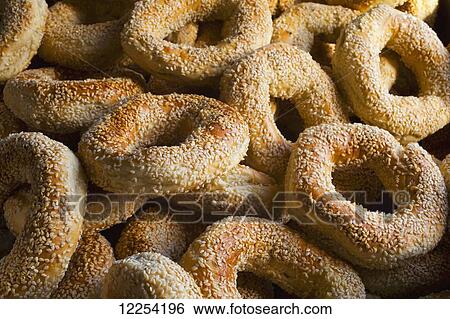 Stock Photograph - Montreal style bagels; Magog, Quebec, Canada. Fotosearch