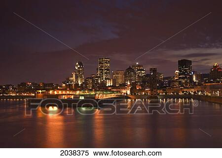 Montreal's Night Skyline; Montreal Quebec Canada View Large Photo Image Stock Photography - Montreal's Night Skyline; Montreal Quebec Canada. Fotosearch