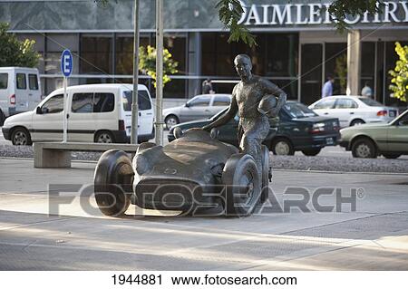 Stock Image - Monument to Argentinean driver Juan Manuel Fangio in Puerto Madero, Buenos Aires, Capital Federal, Argentina. Fotosearch