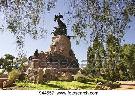 Stock Photo - Monument to the Army of the Andes, created by Juan Manuel Ferrari, on the summit of Cerro de la Gloria, Mendoza, Argentina. Fotosearch