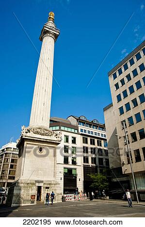 Monument To The Great Fire Of London, 202 Ft Tall Stone Roman Doric Column Marking The Site Where The Fire Started, London, Uk View Large Photo Image Stock Photography - Monument To The Great Fire Of London, 202 Ft Tall Stone Roman Doric Column Marking The Site Where The Fire Started, London, Uk. Fotosearch